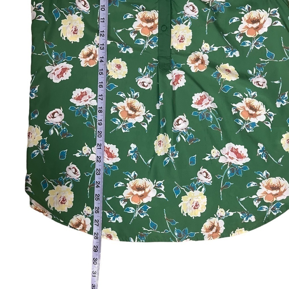 Euc ModCloth sleeveless top, floral, retro, green, size Large - Picture 8 of 12